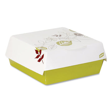 Dixie® Paperboard Clamshell Sandwich Box, Pathways Theme, 5.5 X 5.5 X 1.38, White-green-maroon, 200-carton freeshipping - TVN Wholesale